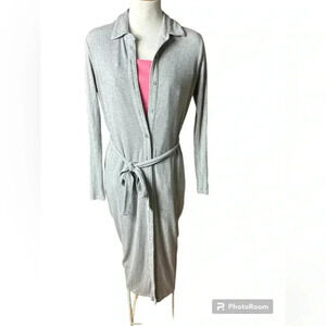 Ladies woman’s cardigan ribbed dress grey small button down shirt dress p-p 22